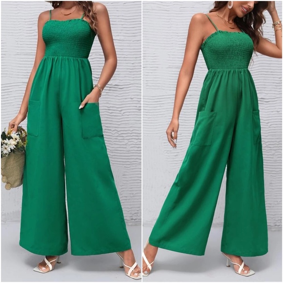 Boho Wide Leg Casual Pocket Jumpsuit - Picture 4 of 4